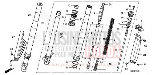 FOURCHETTE AVANT CRF150R9 de 2009